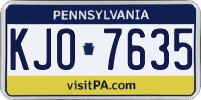 PA license plate KJO7635