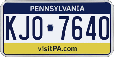 PA license plate KJO7640