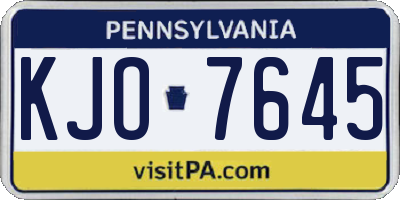 PA license plate KJO7645