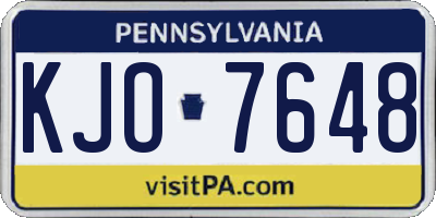 PA license plate KJO7648