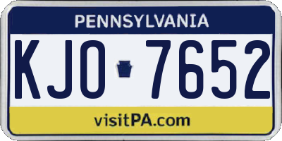 PA license plate KJO7652