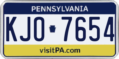 PA license plate KJO7654