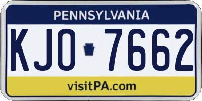 PA license plate KJO7662