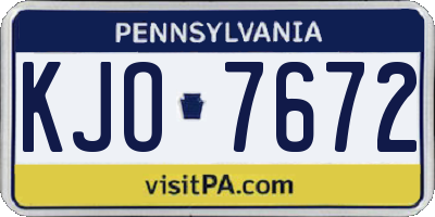 PA license plate KJO7672