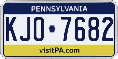 PA license plate KJO7682