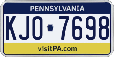 PA license plate KJO7698