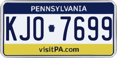 PA license plate KJO7699