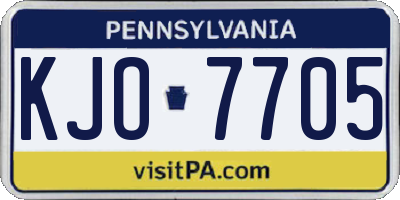 PA license plate KJO7705
