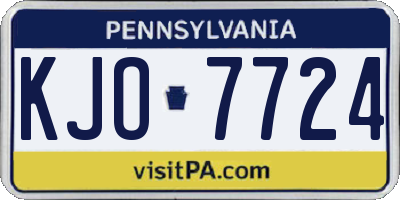 PA license plate KJO7724