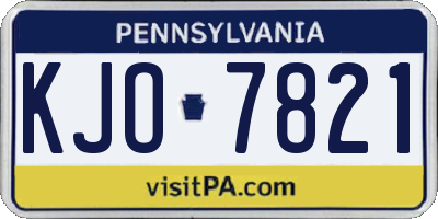 PA license plate KJO7821