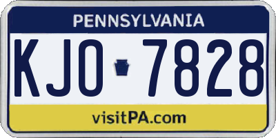 PA license plate KJO7828