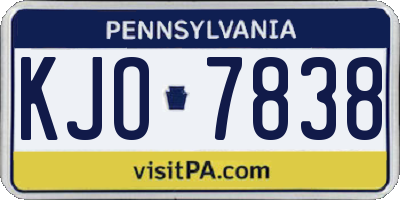 PA license plate KJO7838