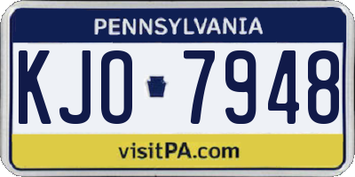 PA license plate KJO7948
