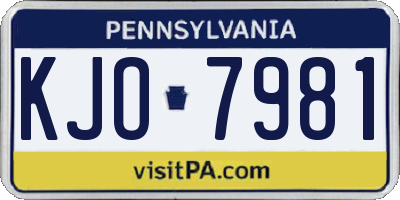 PA license plate KJO7981