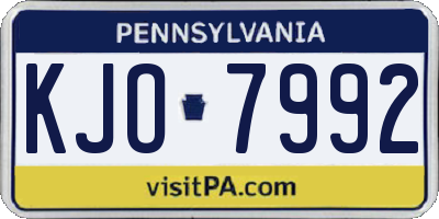 PA license plate KJO7992