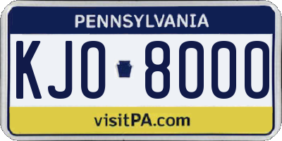 PA license plate KJO8000