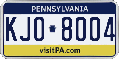 PA license plate KJO8004