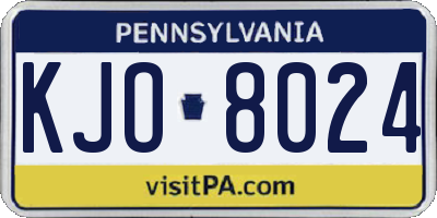 PA license plate KJO8024