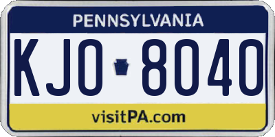 PA license plate KJO8040