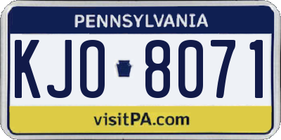 PA license plate KJO8071