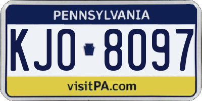 PA license plate KJO8097