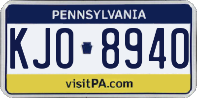 PA license plate KJO8940
