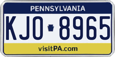 PA license plate KJO8965