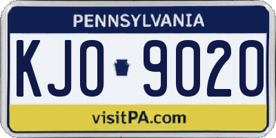 PA license plate KJO9020