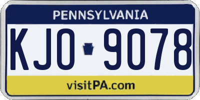 PA license plate KJO9078