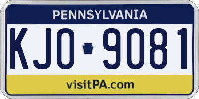 PA license plate KJO9081
