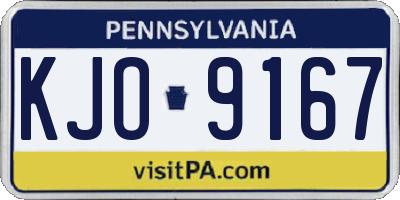 PA license plate KJO9167