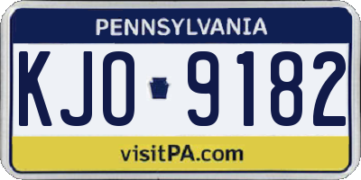 PA license plate KJO9182