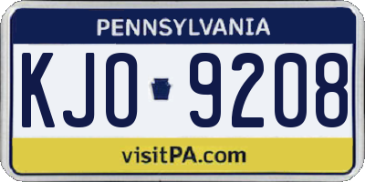 PA license plate KJO9208