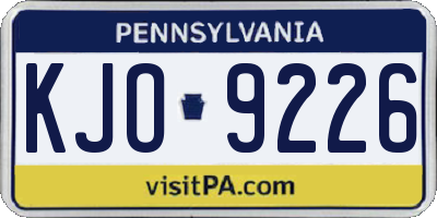 PA license plate KJO9226