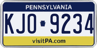 PA license plate KJO9234