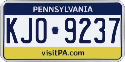 PA license plate KJO9237
