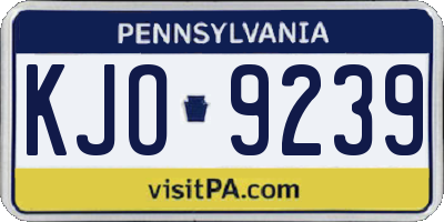 PA license plate KJO9239