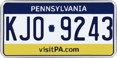 PA license plate KJO9243