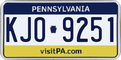 PA license plate KJO9251