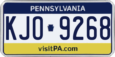 PA license plate KJO9268