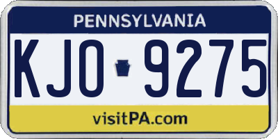 PA license plate KJO9275