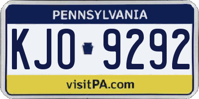 PA license plate KJO9292