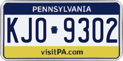 PA license plate KJO9302