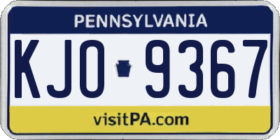 PA license plate KJO9367