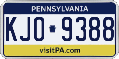 PA license plate KJO9388