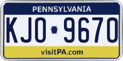 PA license plate KJO9670