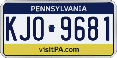 PA license plate KJO9681