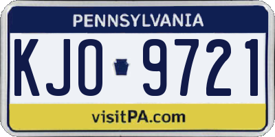 PA license plate KJO9721