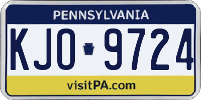 PA license plate KJO9724