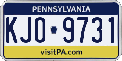 PA license plate KJO9731